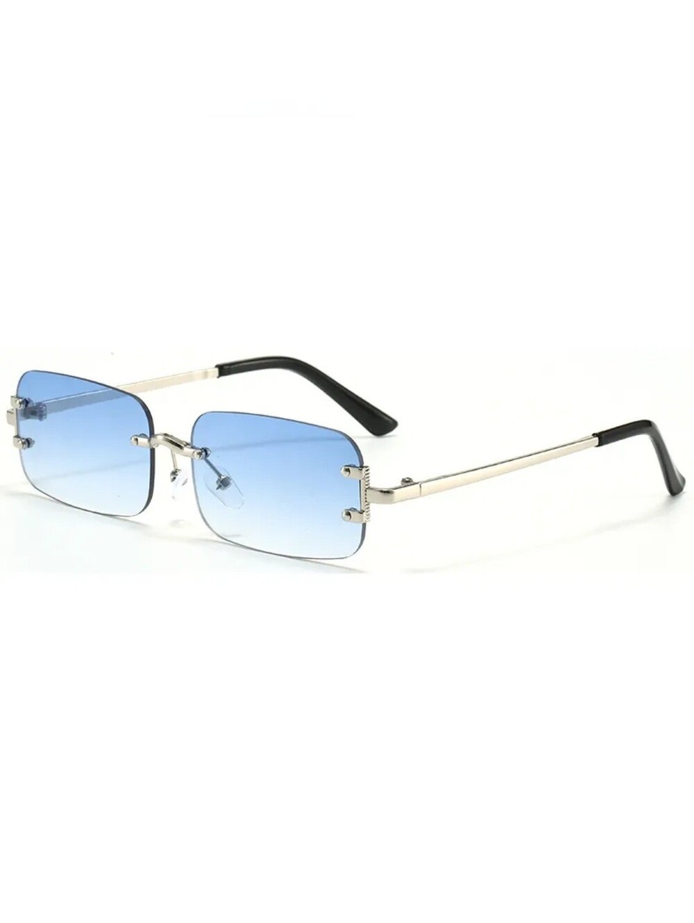 Rimless Square Gradient Blue Unisex Sunglasses